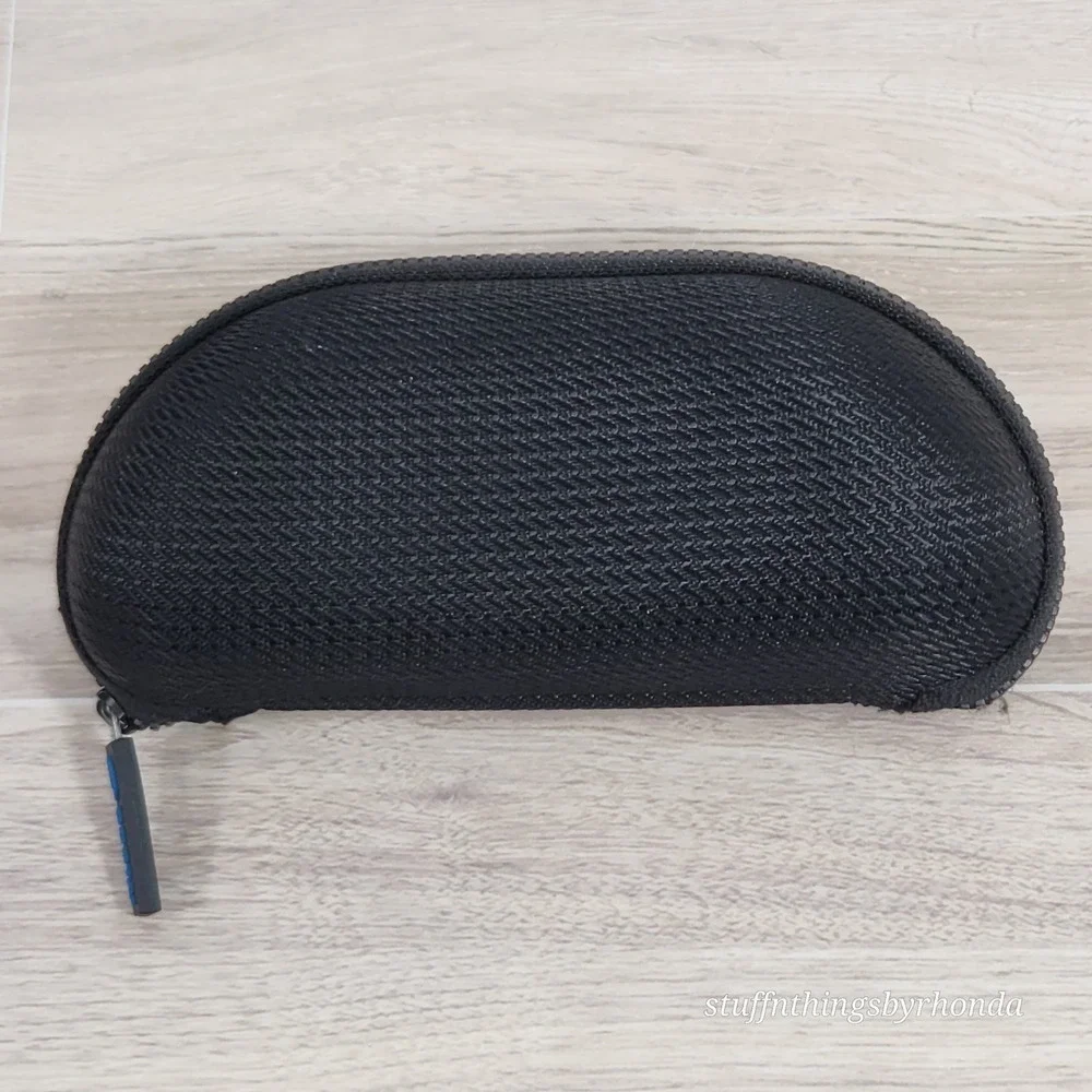 Costa Glass Case Nylon Clamshell Zippered Black Del Mar Blue Logo
